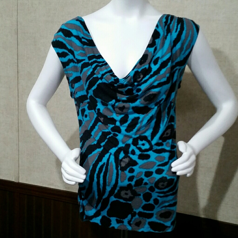 Turquiose Leopard Top by American Beauty Size M